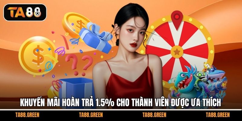 Khuyến mãi hoàn trả 1.5% cho thành viên được ưa thích